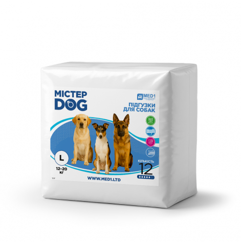 Mister Dog Dog Diapers, Size L (12 pcs per pack) MED1-MD-L 