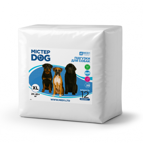 Купить Подгузники для собак Мистер Дог, размер XL (12 шт в упаковке) MED1-MD-XL (MED1-MD-XL). Изображение №1