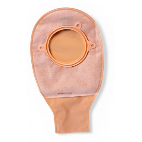 Two-piece open-type ostomy bag with filter and plastic clamp (bag), 70 mm cutout MED1-OS05-70