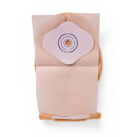 One-piece open-type ostomy bag with pediatric wire clamp, 15-35 mm flange, flesh-colored MED1-OS10-S1535