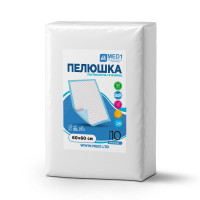 Пелюшка медична гігієнічна поглинаюча одноразова MED1-WC03, розмір 60*60 см (10 шт в упаковці)