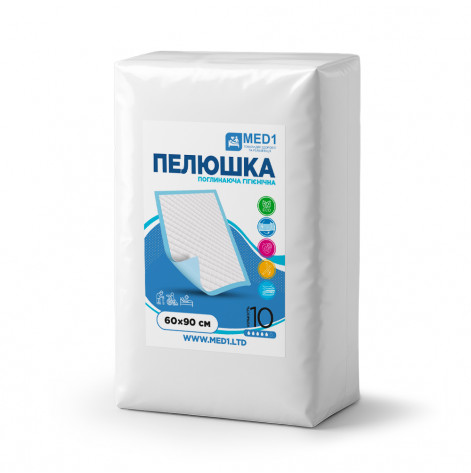 Купить Медицинская одноразовая впитывающая пелёнка MED1-WC03, размер 60×90 см (10 шт в упаковке) (MED1-WC03609010). Изображение №1
