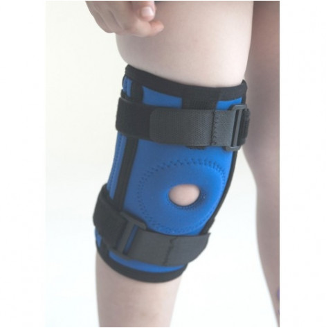 Bandage (orthosis) on the knee neoprene, with spiral stiffening ribs kids (blue) r.2