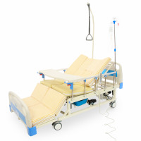 Electric + Mechanical bed with toilet and side-turn function for seriously ill patients. Works without light