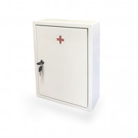 Medical hinged first-aid kit with a lock and two shelves ShMn-2
