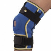 Бандаж коленного сустава неопреновый с двумя шарнирами ребрами жесткости (сине-черный) р.1