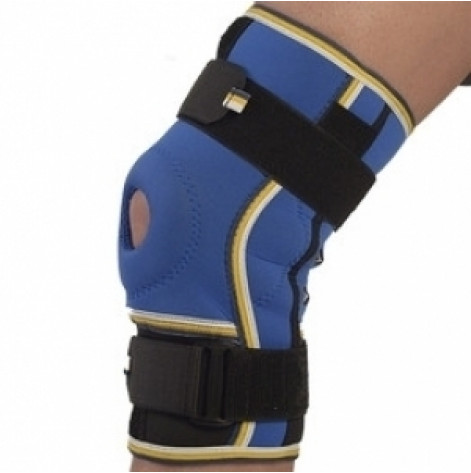 Купить Бандаж коленного сустава неопреновый с двумя шарнирами ребрами жесткости (сине-черный) р.1 (4022.1син/чо). Изображение №1