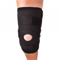 Neoprene knee brace with silicone ring and metal hinges