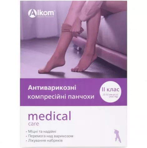 Купити Панчохи жіночі 2 компресії з відкритим носком  (чорні), розмір 7 (00202 р.7, чорний). Зображення №1