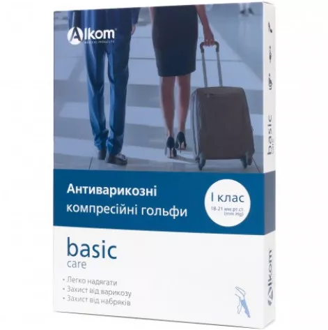Anti-varicose knee socks BASIC CARE, compression class 1, size 2, black, open toe