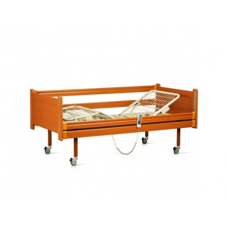 Medical bed with electric motor on wheels, with railings (4 sections)