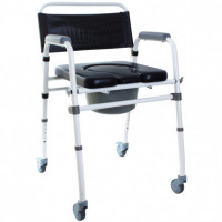Folding toilet chair with soft seat on wheels OSD-2110QAB