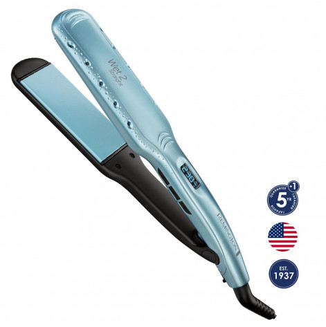 Remington S7350 Wet2Straight straightener, extra-wide plates, 10 threads settings, blue