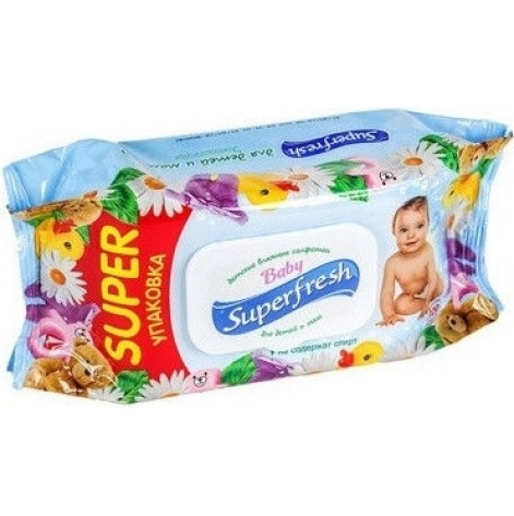 Купить Салфетки влажные Super Fresh детские №72 с клапаном для детей и мам (79879). Изображение №1