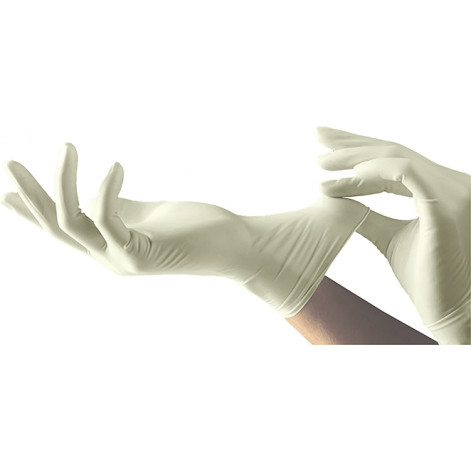 Купити Перчатки хирургические латексные «MEDICARE» (нестерильные, с пудрой, текстурированные, с валиком на манжете) размер 8,0 (4780). Зображення №1