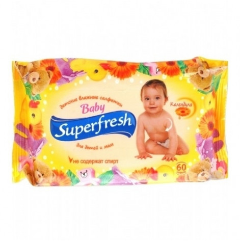 Купити Серветки вологі Super Fresh дитячі №60 (для всієї родини) без клапана (79878). Зображення №1