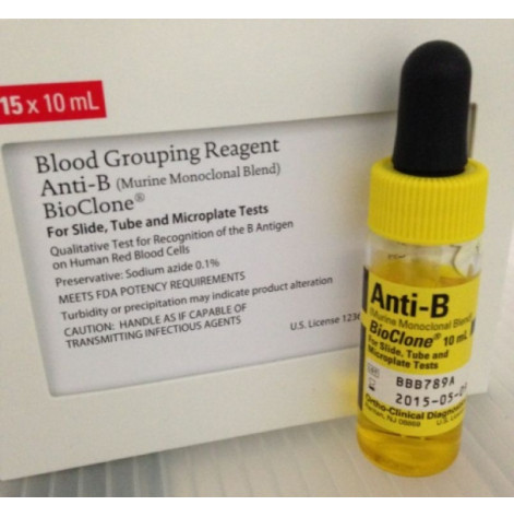 Monoclonal diagnostic test reagent Anti-B 100 doses (10 ml)