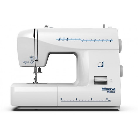 Sewing machine MINERVA CLASSIC NEW, electromechanical, 14 sewing operations, white