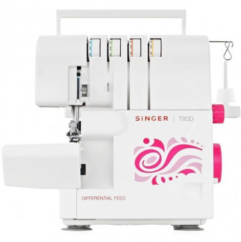 Overlock SINGER T-80D, 90 W, 10 sewing operations, 1300 stitches/min, differential feed