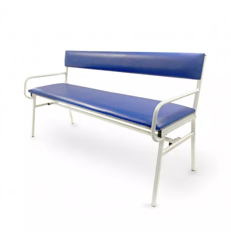 Triple medical bench with backrest and handrails MBs-3