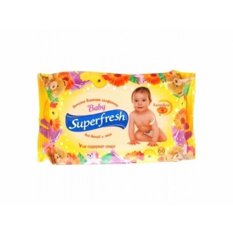 Купить Салфетки влажные Super Fresh для детей и мам №60 (календула) без клапана (79881). Изображение №1