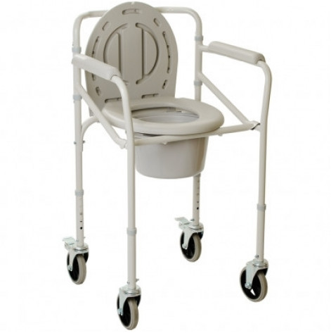 Купити Стілець-туалет складаний металевий на колесах (висота: 53-64) Крісло-туалет (OSD-2110JW). Зображення №1