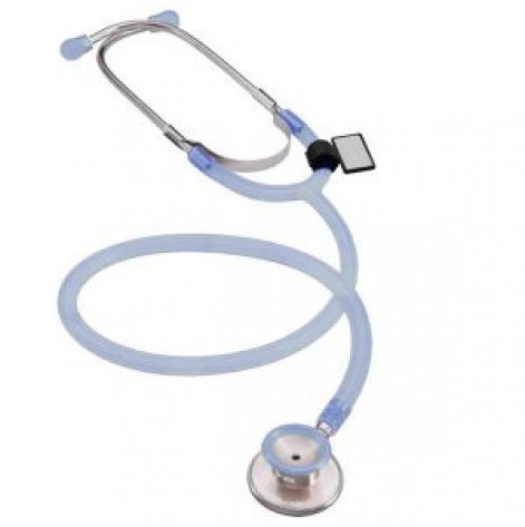 MDF 747 IIC adult stethoscope with double head translucent blue