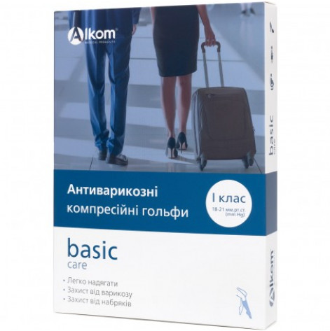 Купить Гольфы антиварикозный  BASIC CARE, класс компрессии 1, размер 3, чёрный, открытый носок (00101  р.3, чорний). Изображение №1