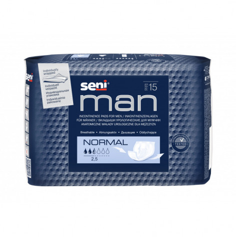 Купити Прокладки урологічні (2,5К) для чоловіків Sеni MAN Normal № 15 (82574). Зображення №1