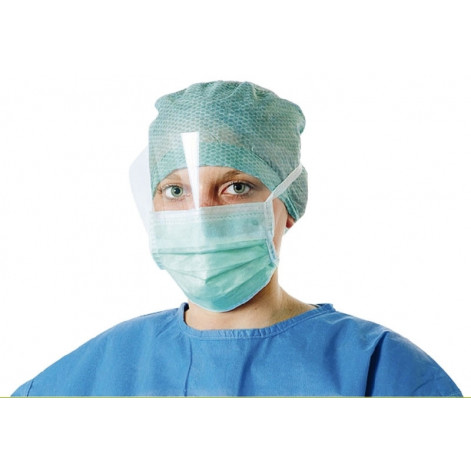 Medical masks with rubber loops and protective screen 