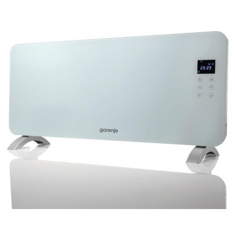 Electric convector Gorenje OptiHeat 2000 GTWPT, 1000/2000W, 20 m2, elect. control, IP24, tempered glass, white