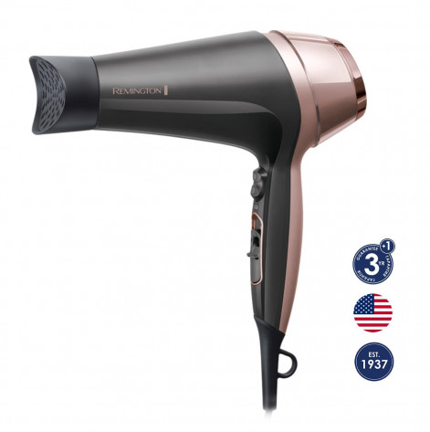 Hair dryer Remington D5706 CURL & STRAIGHT CONFIDENCE, 2200W, 90km/h, comb, black/rose gold
