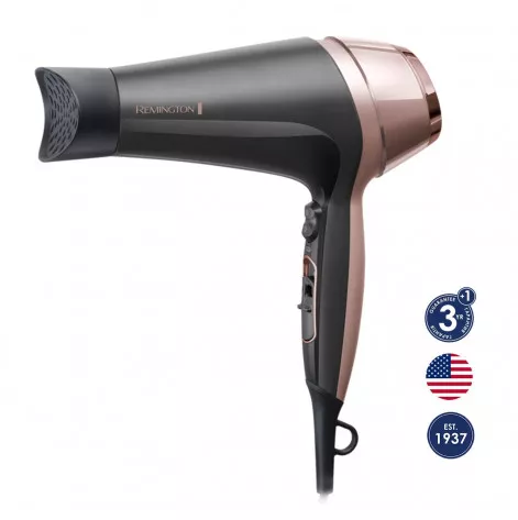 Hair dryer Remington D5706 CURL & STRAIGHT CONFIDENCE, 2200W, 90km/h, comb, black/rose gold