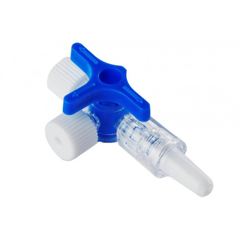 Faucet 3-way VM lipid-resistant, blue 15cm, 1.0mmx2.0mm